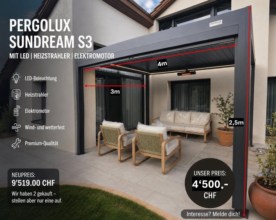 Rifugi: PERGOLUX SUNDREAMER - 3m x 4m – Usato da Bülach venduto da shendrit