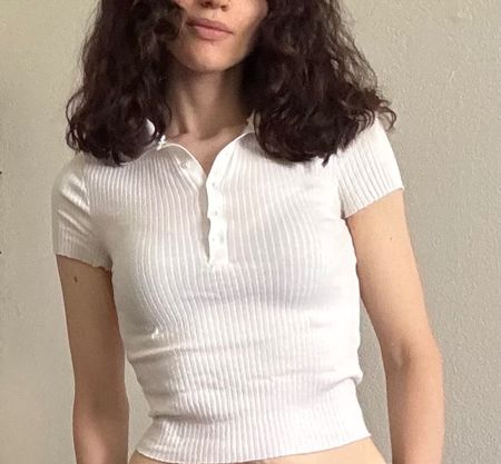 Zara Poloshirt, Weiss, Gr. S