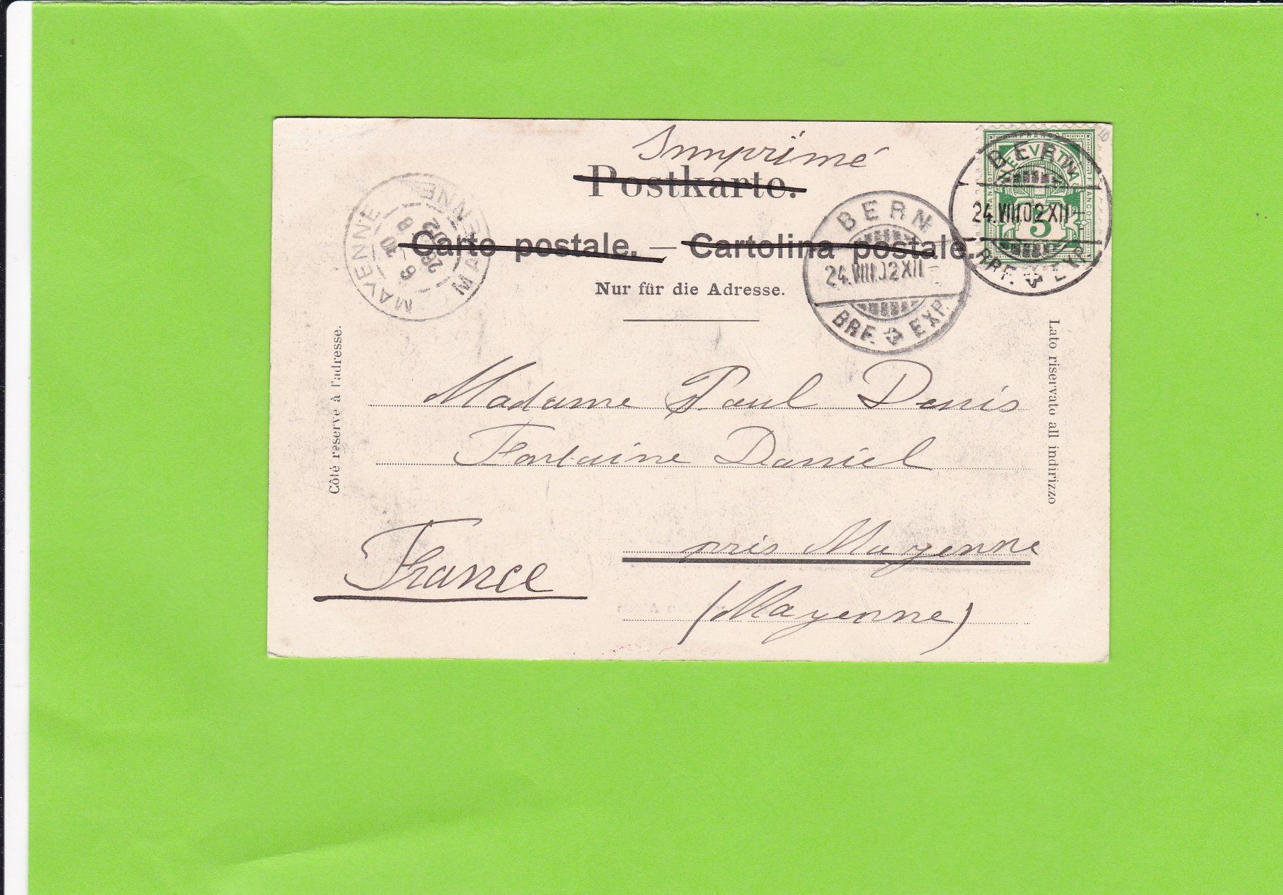 Cartoline postali: Bern mit den Alpen---1912 – Usato da St. Peterzell venduto da neckertal 1