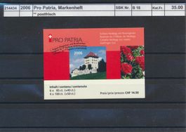 2006 Pro Patria, Markenheftchen, ** postfrisch