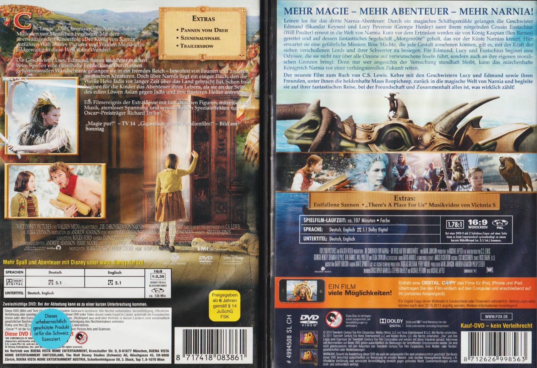 Tutti i DVDs: 2 DVD: Die Chroniken von NARNIA – Usato da Zürich venduto da Vinyl 1