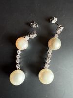 Elegante Ohrhänger mit Perlen und Zirkonia, 925 Silber