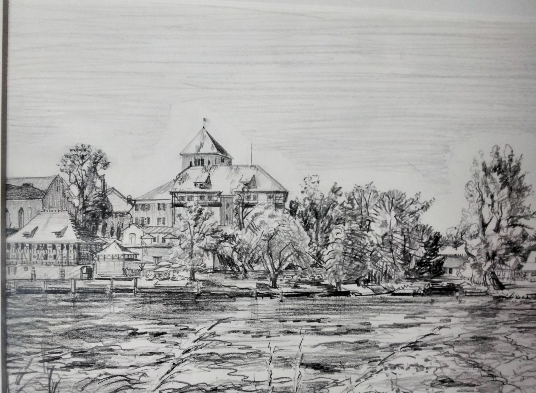 Tableaux: E. Eichenberger Original Bleistiftzeichnung 'Diessenhofen' – D'occasion à Cavigliano par zamamasa 2