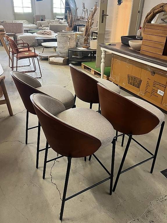 Kave Home Hocker: Kave Home Barhocker Eamy Stoff hellbraun Eschenfurnier – Neu (gemäss Beschreibung) aus Zollikofen von uniqueroom 4
