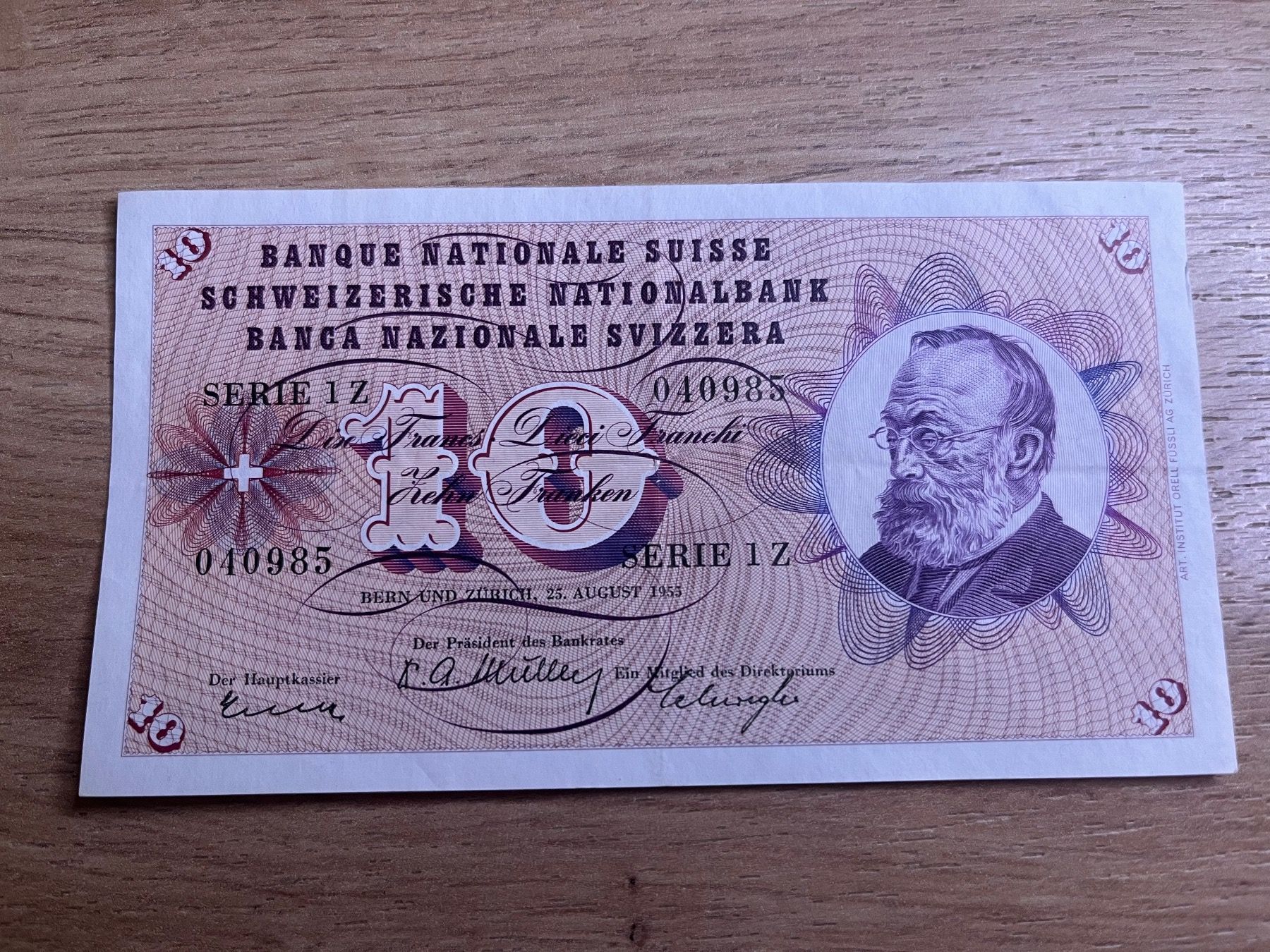 Banconote: 10 Franken 1955‪ – Usato da Minusio venduto da davdon