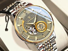 Automatikuhr Herren Skelett Tourbillon Saphirglas Edelstahl