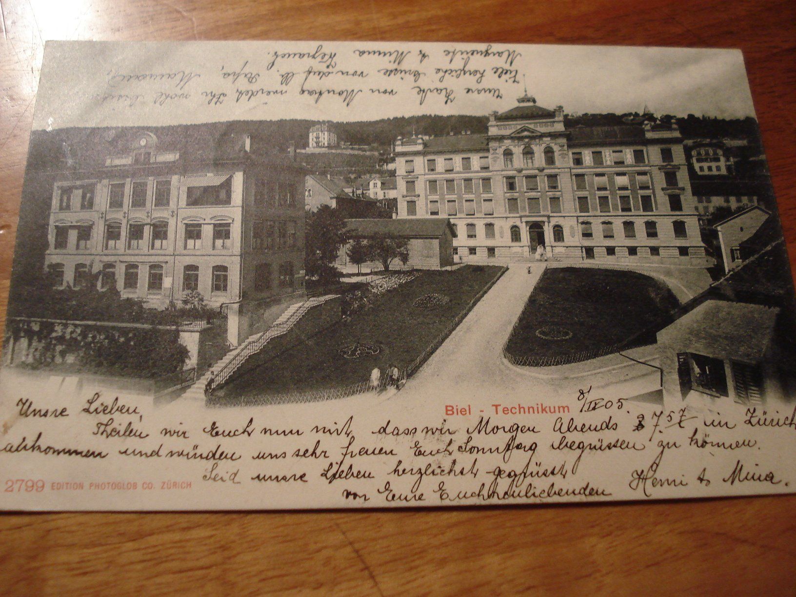Ansichtskarten: Biel, Technikum, 1905, o Biel/Bienne – Gebraucht aus Niederwil AG von morostahu