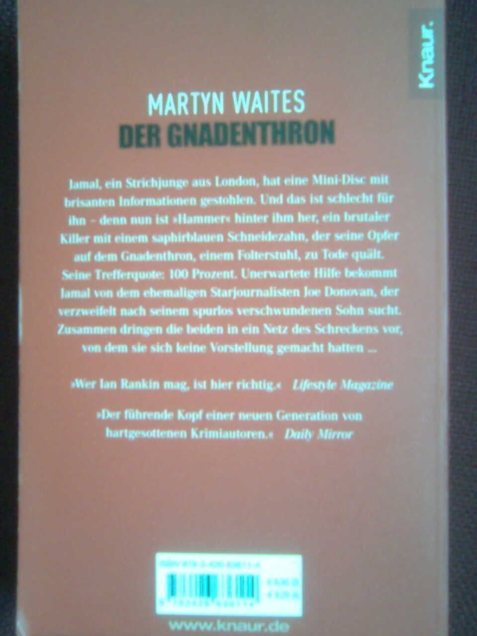 Bücher: Martyn Waites Der Gnadenthron – Gebraucht aus Basel von Alacant 2