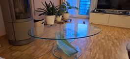 Glas Couchtisch oval mit Fusselement Glas guter Zustand