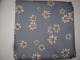 Baumwollstoff grau mit Edelweiss