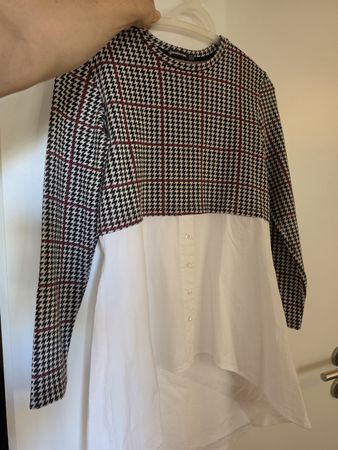 Stradivarius Longsleeve kariert weiss Grösse S neuwertig