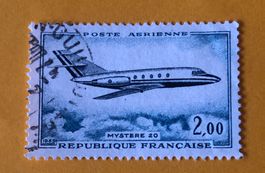 Briefmarke aus Frankreich Dassault Mystère 20 gestempelt 