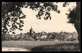 AK Cossonay, Ortsansicht mit Kirche und Feldern
