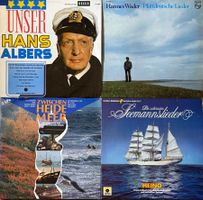 4 Schallplatten: Hans Albers, Wader, Heino, Nordseeklänge