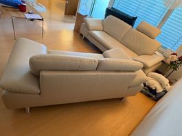 Ledercouch 2-Sitzer beige 180 cm