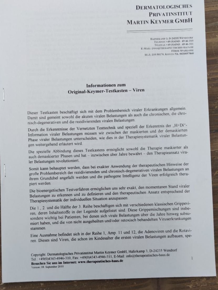 Attrezzature mediche: Keymer Testkasten "Viren" für Bioresonanz / EAV – Usato da Eiken venduto da alipanther01 2