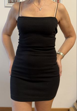 Robe d'été noire côtelé Zara S sexy moulante