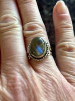 Bague argent labradorite T.54