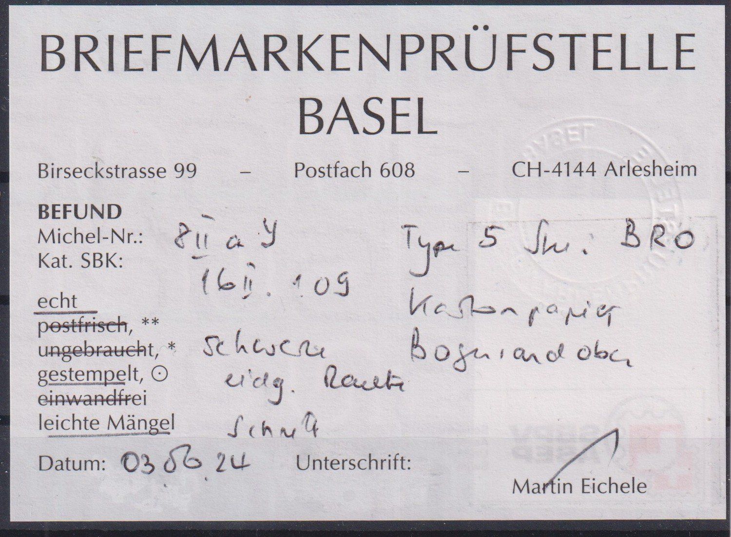 Alle Briefmarken: TOP Rayon 16II.1.09, B-RO, T5, Kartonpapier+++++ – Gebraucht aus Samnaun-Compatsch von Muckimu 1