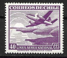 Chile 1951: Flugzeug über der Küste 40 Centavos lila