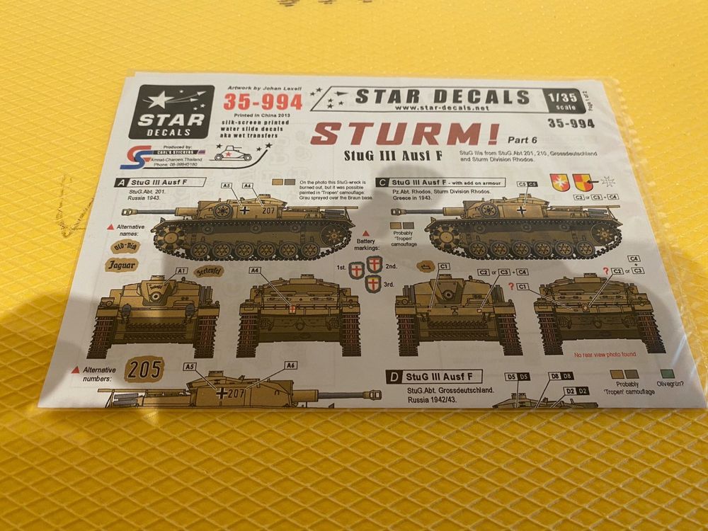 1/35 STUG III AUSF. F STURMI DECALS (Gebraucht) in MÜHLEDORF/SO für CHF ...