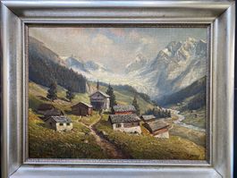 Ölgemälde vom Lötschental von E. Janin (B 98 cm, H 78 cm)