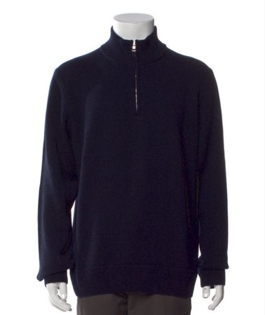 Orlebar Brown Herren Pullover mit 1/4 Zip Dunkelblau