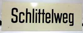 Altes Schild Schlittelweg, Metall Schild