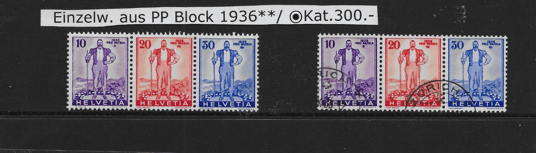 Tutti i francobolli: Einzelwerte aus PP Block 1936**/⨀ Kat.300.- – Usato da Hefenhofen venduto da Richsalz