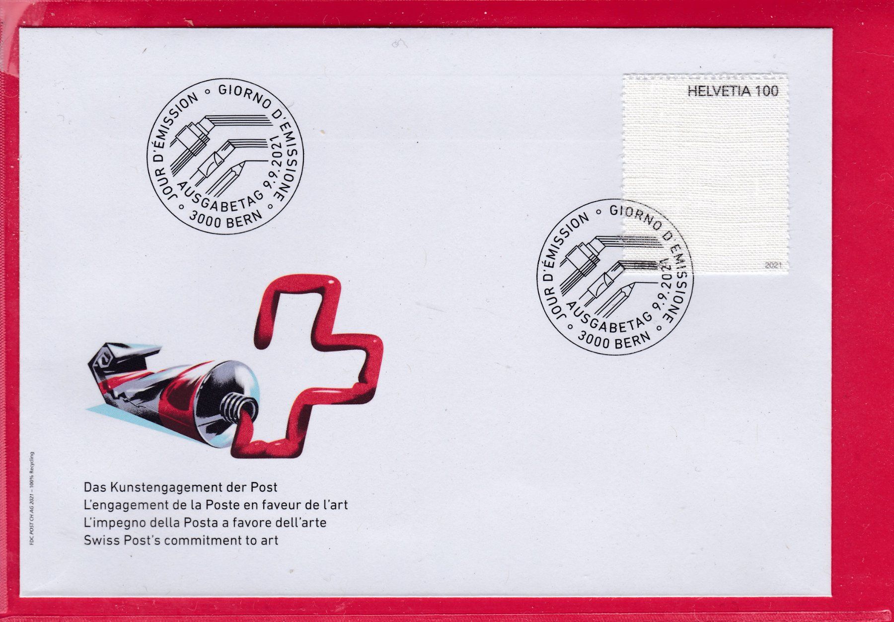 Tutti i francobolli: 2021, FDC, KUNSTENGAGEMENT DER POST, 9.9.2021 – Usato da Oberrieden venduto da Gebirgsstelze
