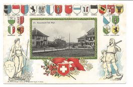 Rossrüti bei Wil (SG) Helvetia - Tell - Präge-Litho - 1910
