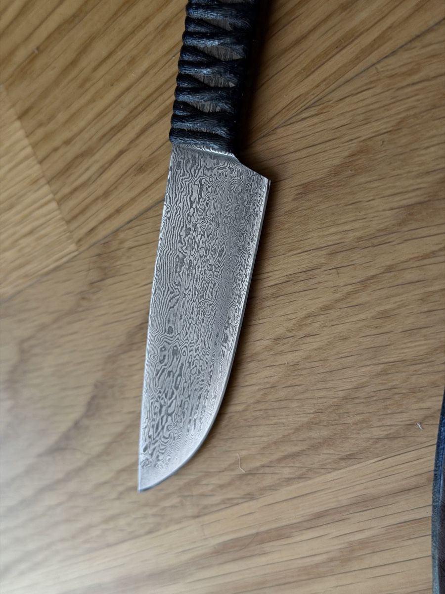Coltelli da cucina: Artisan handmade damascus EDC knife with leather sheath – Nuovo (secondo la descrizione) da La Tour-de-Peilz venduto da bma_s97h 3