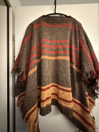 Vintage Kenzo Poncho Pulli gestrickt braun gemustert Gr. S-M