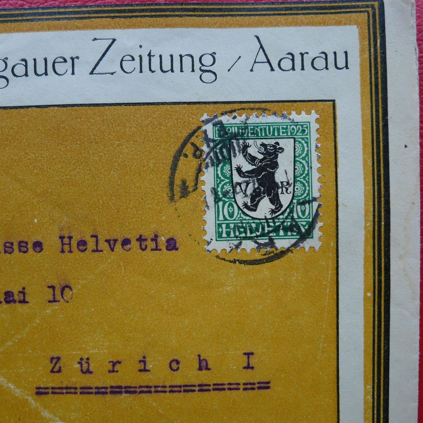 Tutti i francobolli: 1925: J34 auf illustriertem Brief der "Aargauer Zeitung" – Usato da Sursee venduto da Luzernerraute 1