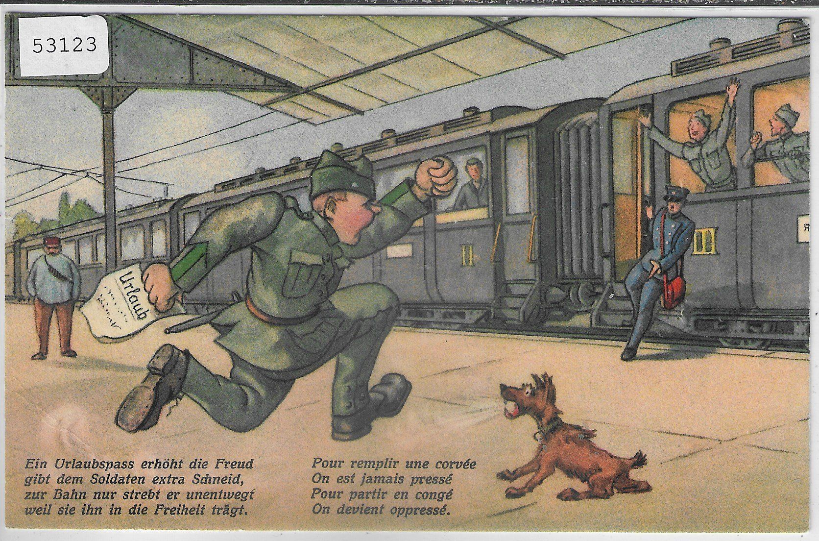 Ansichtskarten: Armee Suisse Humor - Urlauspass - Bahn – Gebraucht aus Ettingen von Kartenplanet