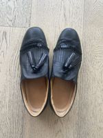 Black Leather Santoni Loafers Size 40 by Santoni