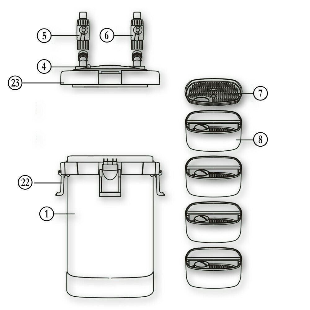 Filtri: SunSun HW-505A Aquarium Außenfilter – Nuovo e nell'imballaggio originale da Bottighofen venduto da zaap 3