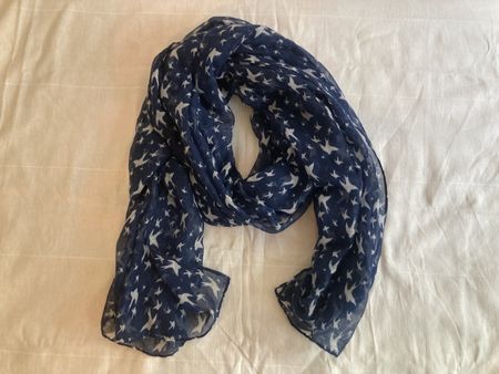 Blue Bird-Print Scarve– Lightweight Fabric