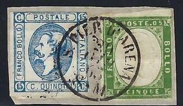 1863, MISCHFRANKATUR SARDINIEN KÖNIGREICH 0 S. PIER D'ARENA
