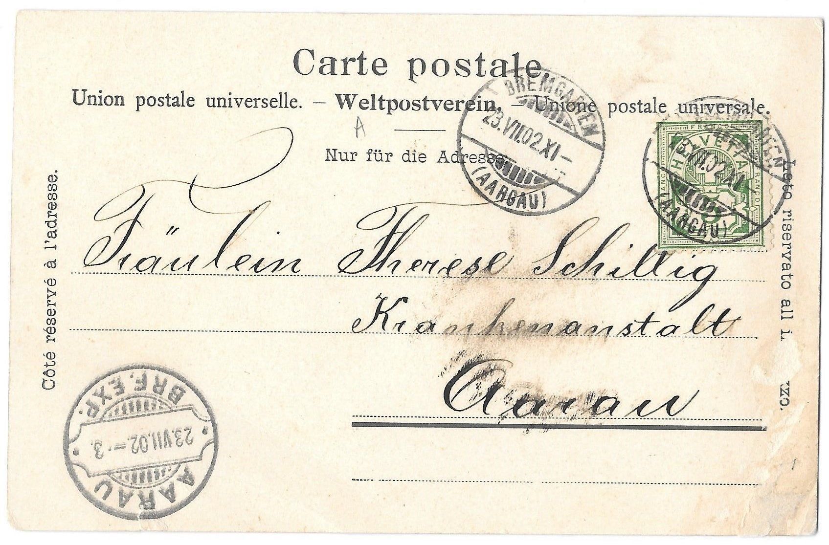 Cartoline postali: Bremgarten Teilansicht – Usato da Olten venduto da clotaldi 1