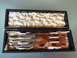 Schreibset Achat und Metall, 3-teilig, mit Box antik?