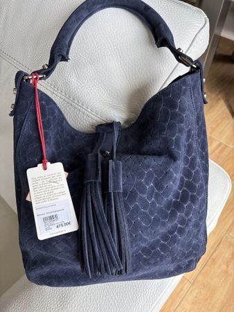 BERTHILLE - Sac Hobo Cuir Navyblue - NEUF!