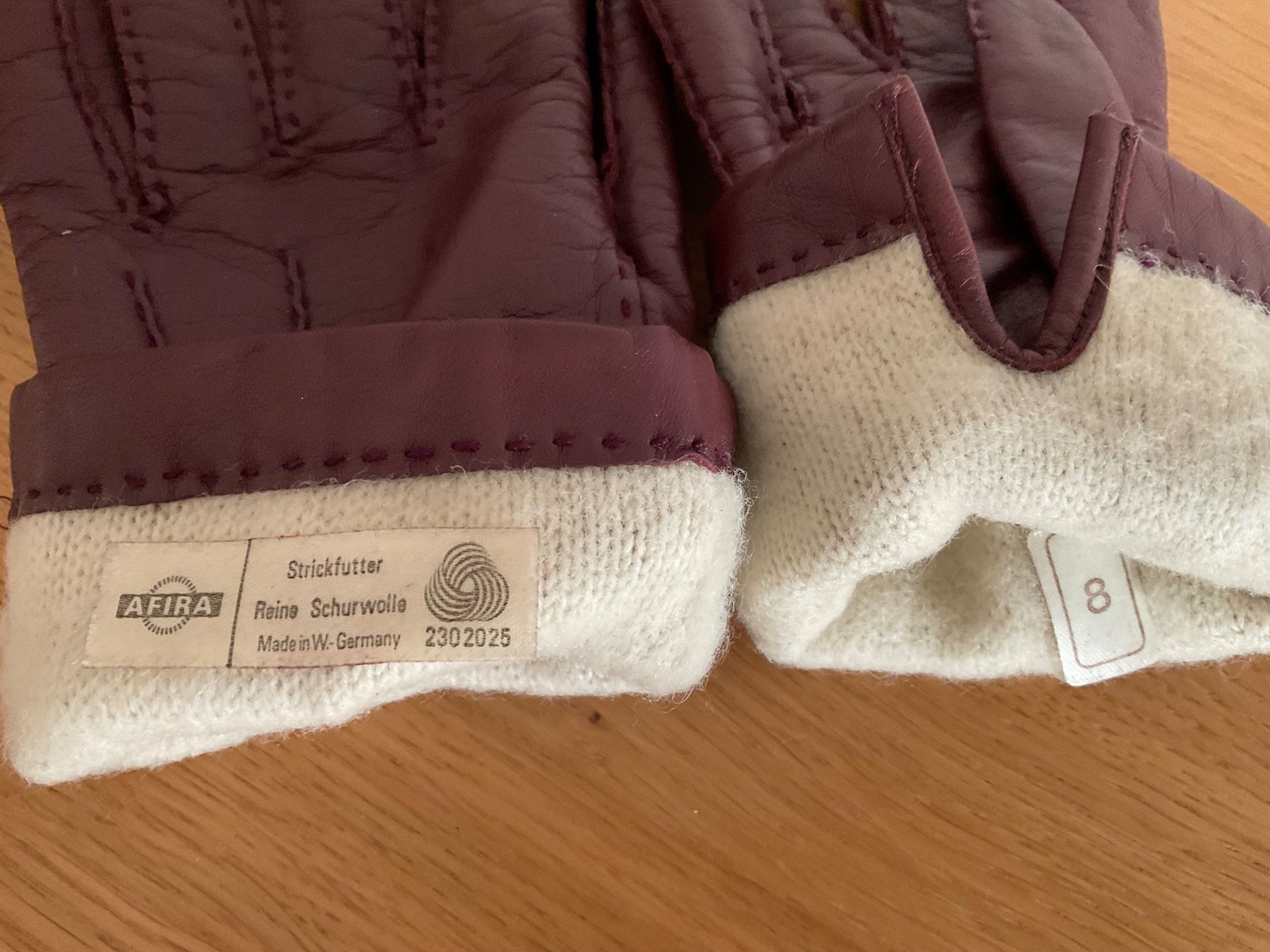 Guanti & manicotti: Weiche Leder Wollfutter Handschuhe Gr 8 Bordeaux – Usato da Urdorf venduto da alda02