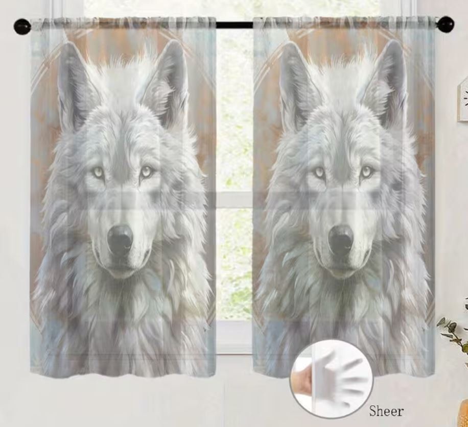 Tende: Scheiben Vorhang mit Wolf Kopf (2 Stk.) – Nuovo e nell'imballaggio originale da Langenbruck venduto da Gumsi