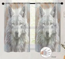 Scheiben Vorhang mit Wolf Kopf (2 Stk.)