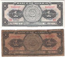 Mexico 2x1 Peso Banknoten von 1967