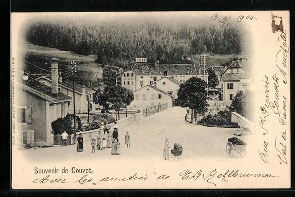Cartoline postali: AK Couvet, Strassenpartie mit Hotel – Usato da Berlin venduto da bartko-reher
