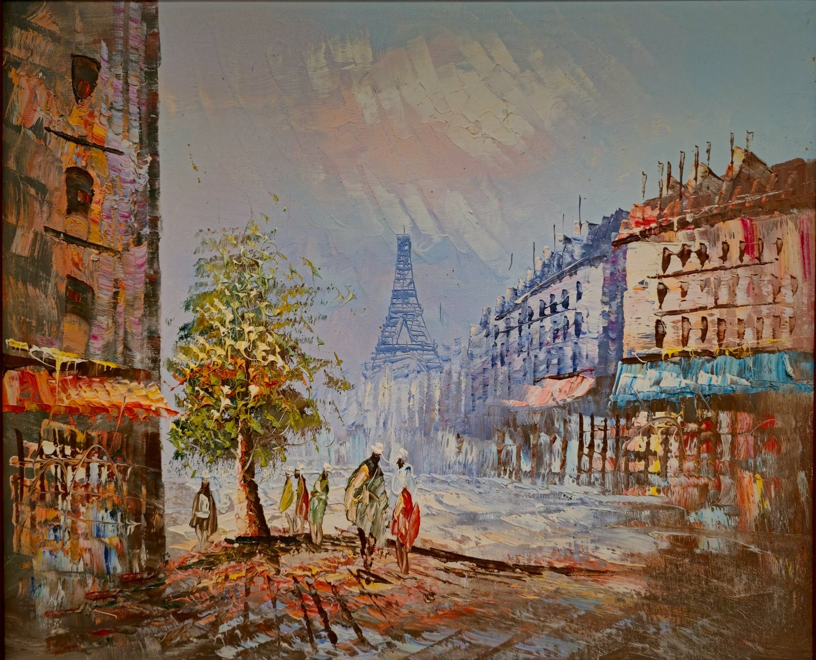 Gemälde: Vintage Paris-Ölbild, Eiffelturm im Impressionismus, gerahmt – Gebraucht aus Bern von Djenestra 1