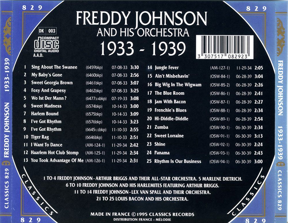 CD: Jazz-CD:  Freddy Johnson....." (Classics") – Usato da Hochfelden venduto da mue_lhm9 3