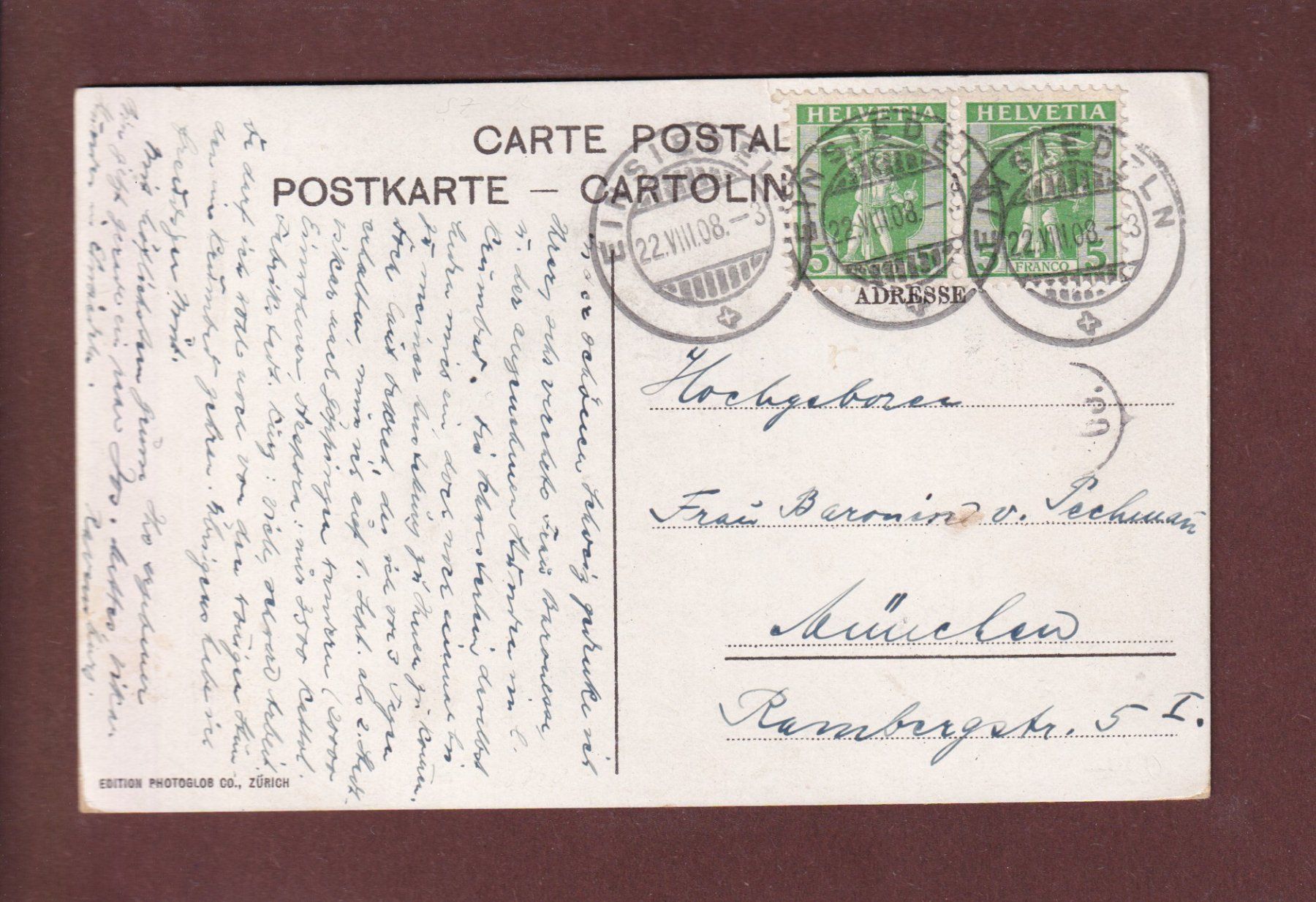 Cartoline postali: RIGI-KULM - Schafherde - 1908 – Usato da Pully venduto da nicecards 1